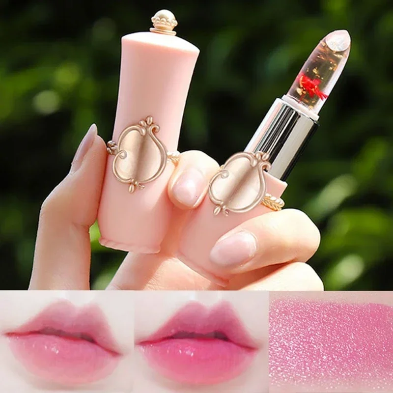 Flower Jelly Lipstick Set Temperature Change Moisturizer Flower Lip Stick Long Lasting Lip Balm Magic Color Change Lip Gloss Set