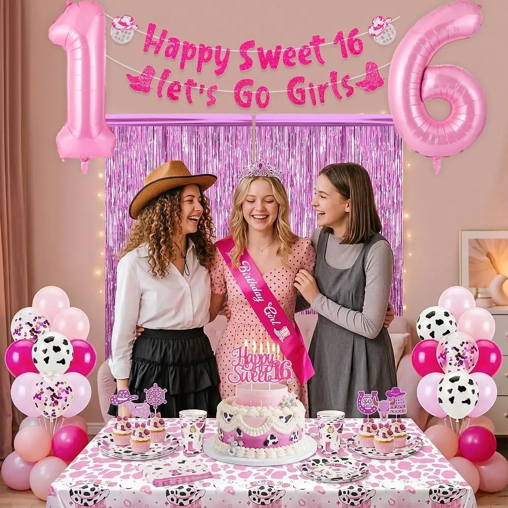 

Украшения для дня рождения 16-летней девушки: тематические топперы для капкейков в стиле диско, ковбойских девушек и вестерн-вечеринок.