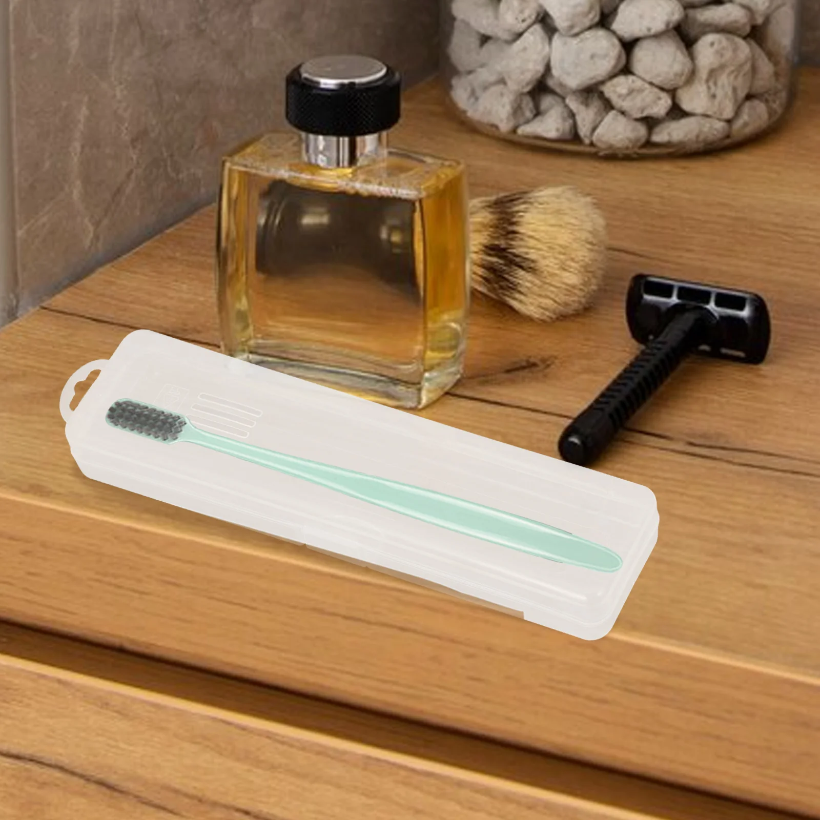 

2pcs Portable Toothbrush Storage Box Pp Material Lightweight Dental Appliance Container Buckle Design Toothpaste