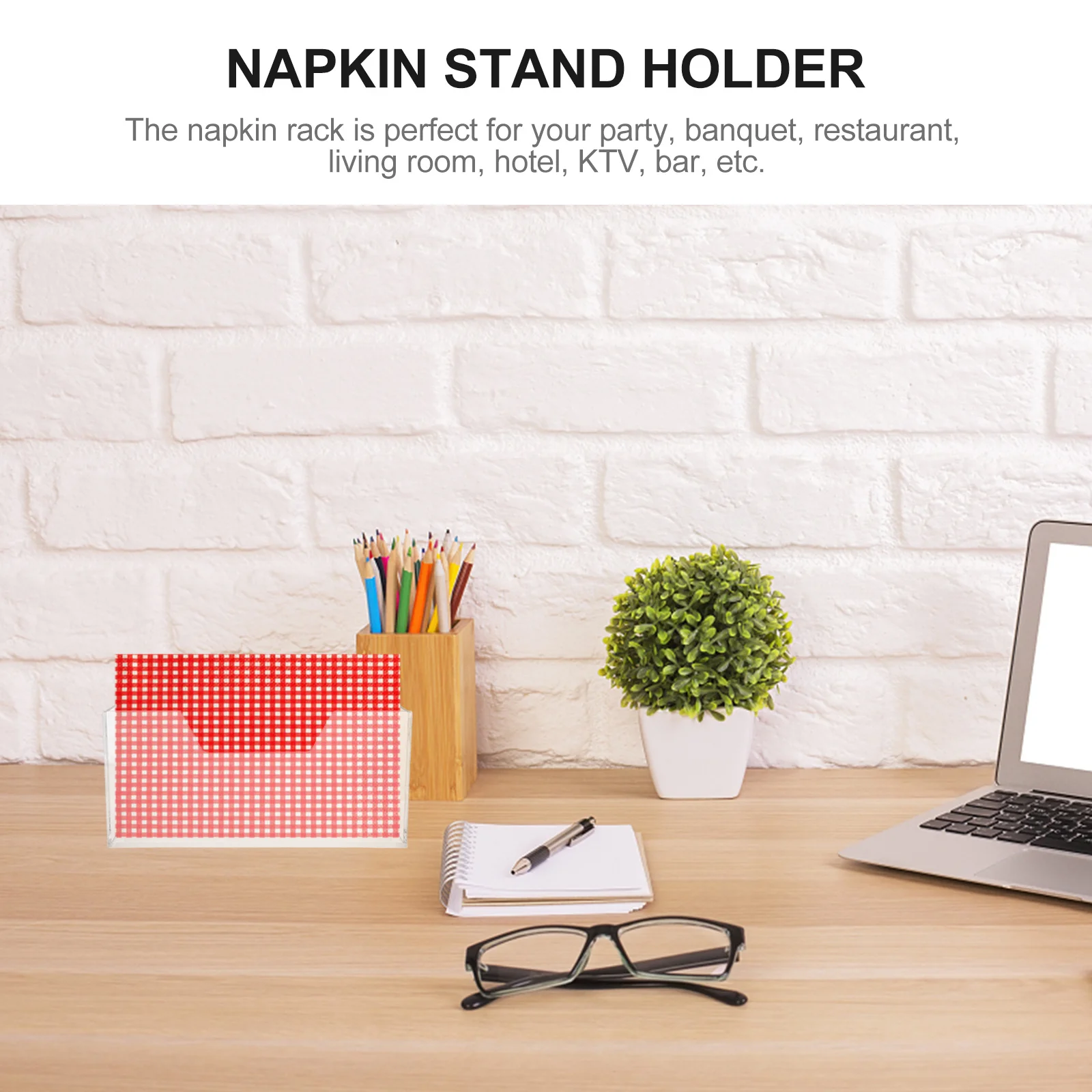 

Upright Acrylic Napkin Holder Transparent Tabletop Tissue Dispenser for Kitchen Dining Room Bathroom Freestanding Napkin Stand