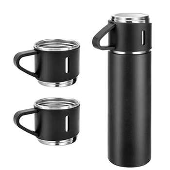 스테인레스 스틸 보온병, 커피 컵 포함, 온수 및 냉수 플라스크 보온병, 500ml/16.9oz 진공 단열 병