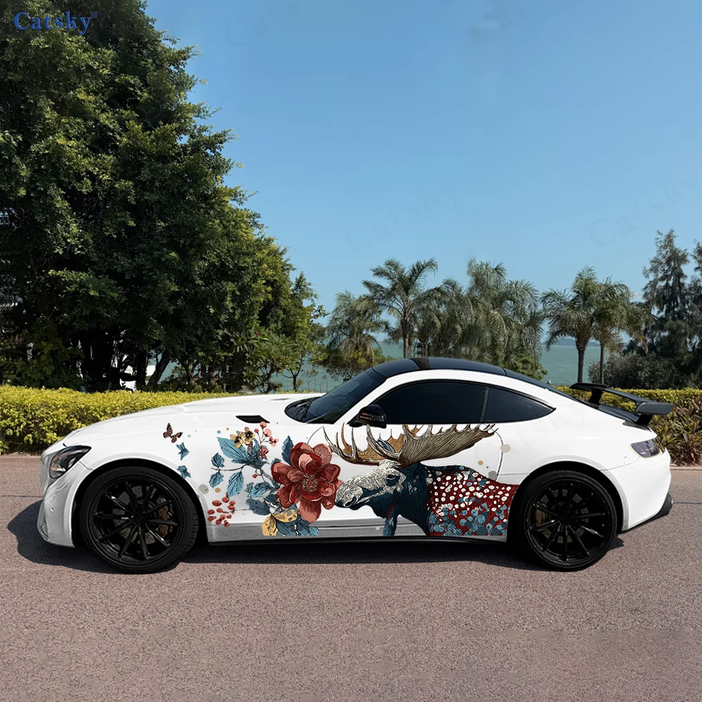 

Camel Peony Flower Car Vinyl Wraps Decal Self-adhesive PVC Sticker Suitable for Trucks SUV Decoration Auto Accessories Gift