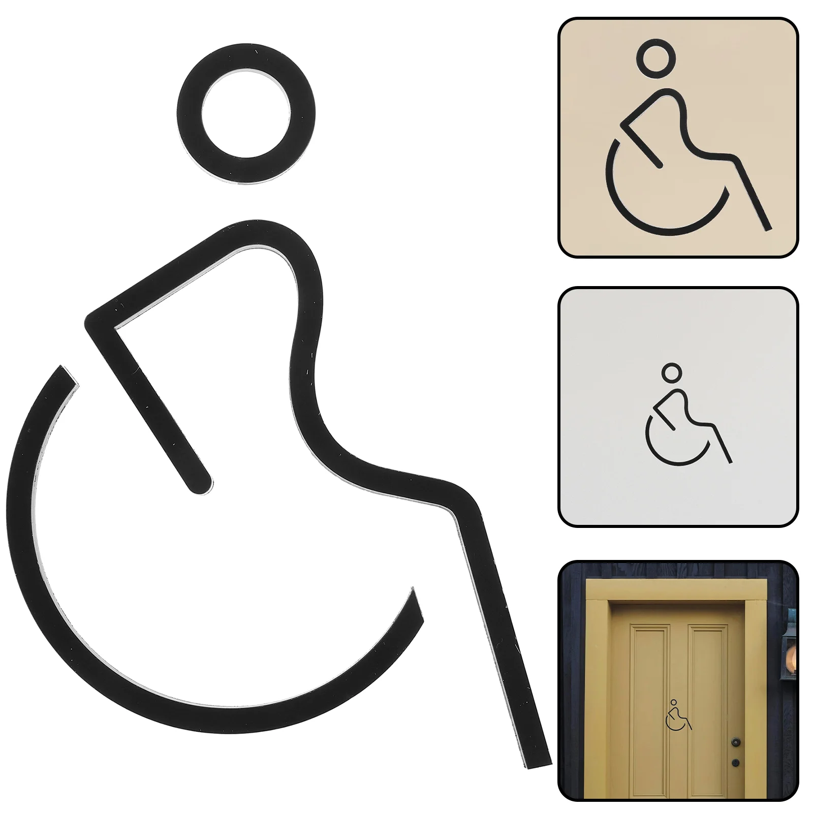 

Disabled Signage Wheelchair Symbol Signs Public Disability Restroom Chairs Matte Black for