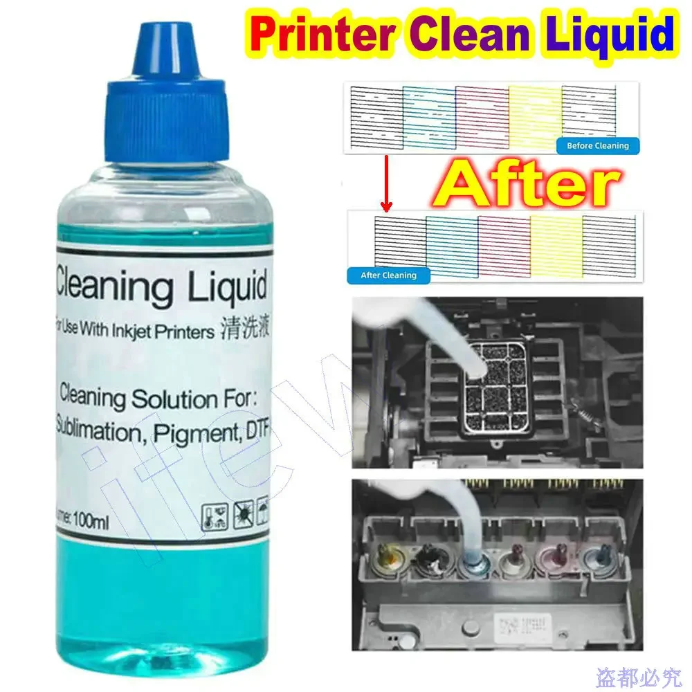 

100ML Cleaning Liquid Kit For Epson HP Canon Brother Inkjet Printer Cleaning Solution Dye Pigment Sublimation Ink Clean Fluid