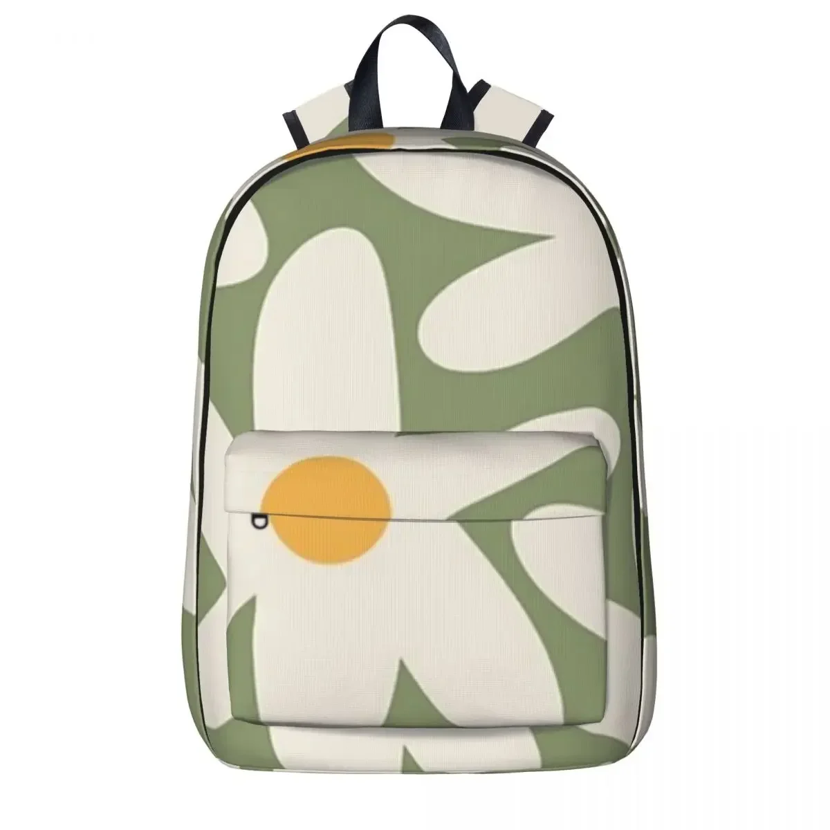 Daisy Time Retro Floral Pattern Sage Green Beige Mustard Backpacks Boy Girls Bookbag Casual Students School Bags Laptop Rucksack