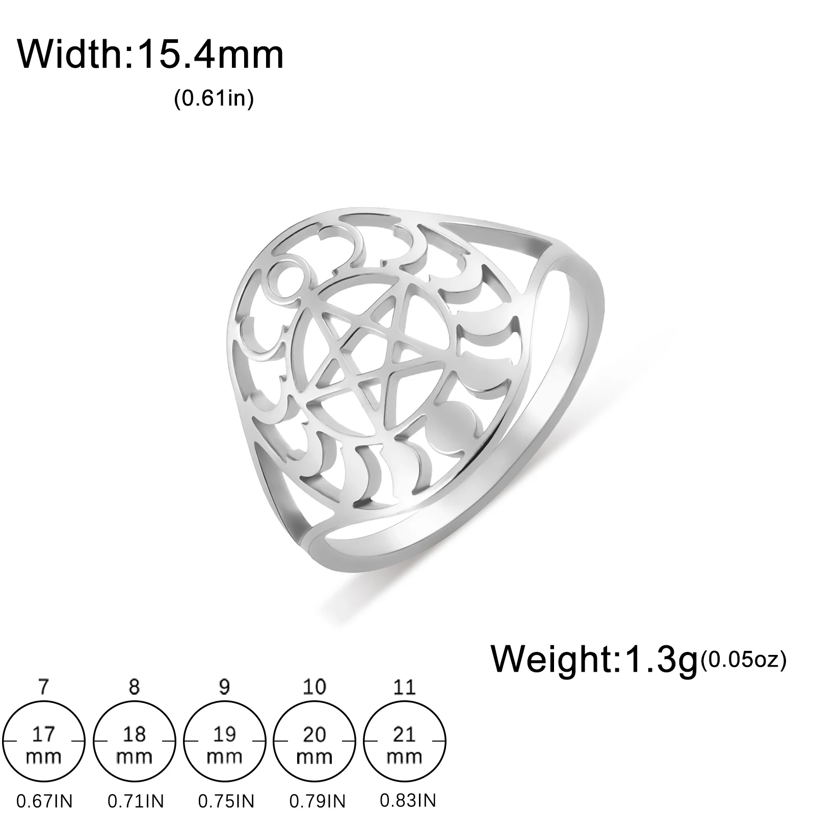 COOLTIME Pentagram Moon Phase Ring Stainless Steel Supernatural Pentacle Amulet Rings Women Men Vintage Band Jewelry Party Gift