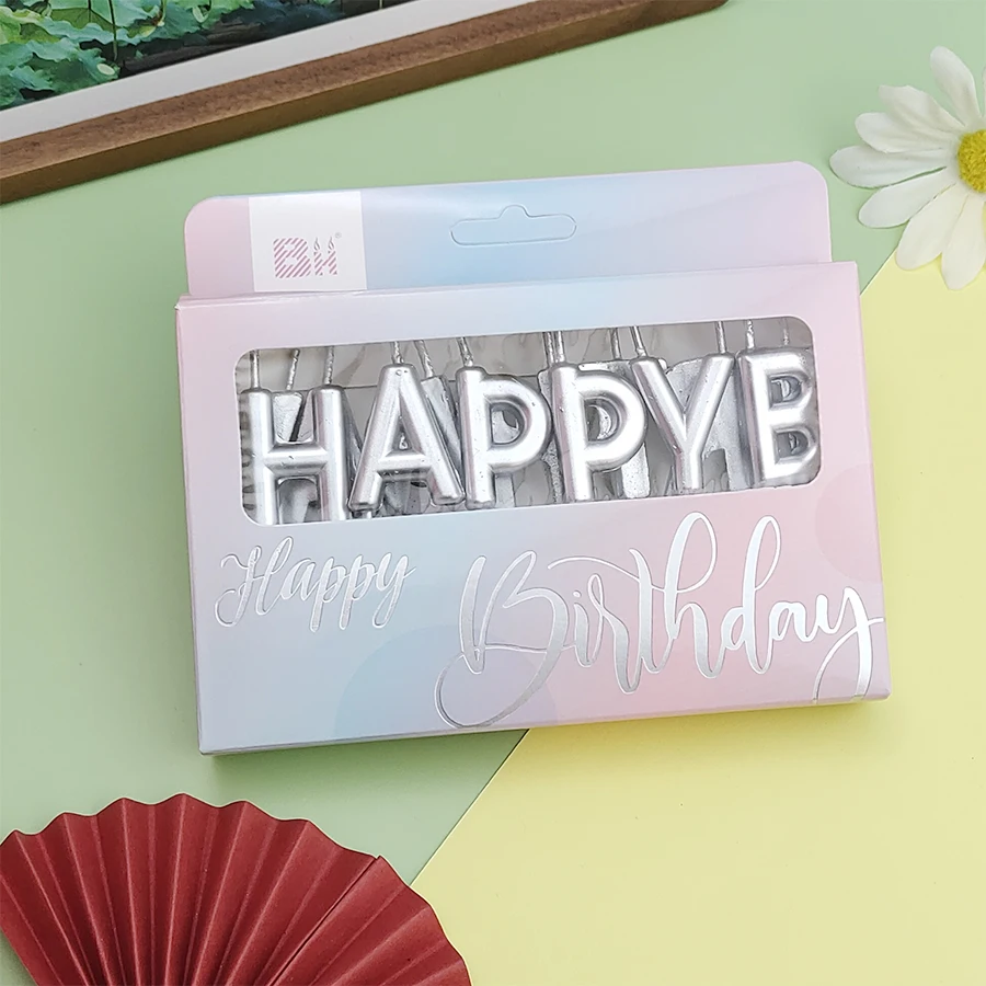 Party Goldene Englische Buchstaben Alles Gute zum Geburtstag Kleine Kerze Kuchen Bunte Buchstaben Geburtstagskerzen Kinder Erwachsene Party Brief – Detail 8