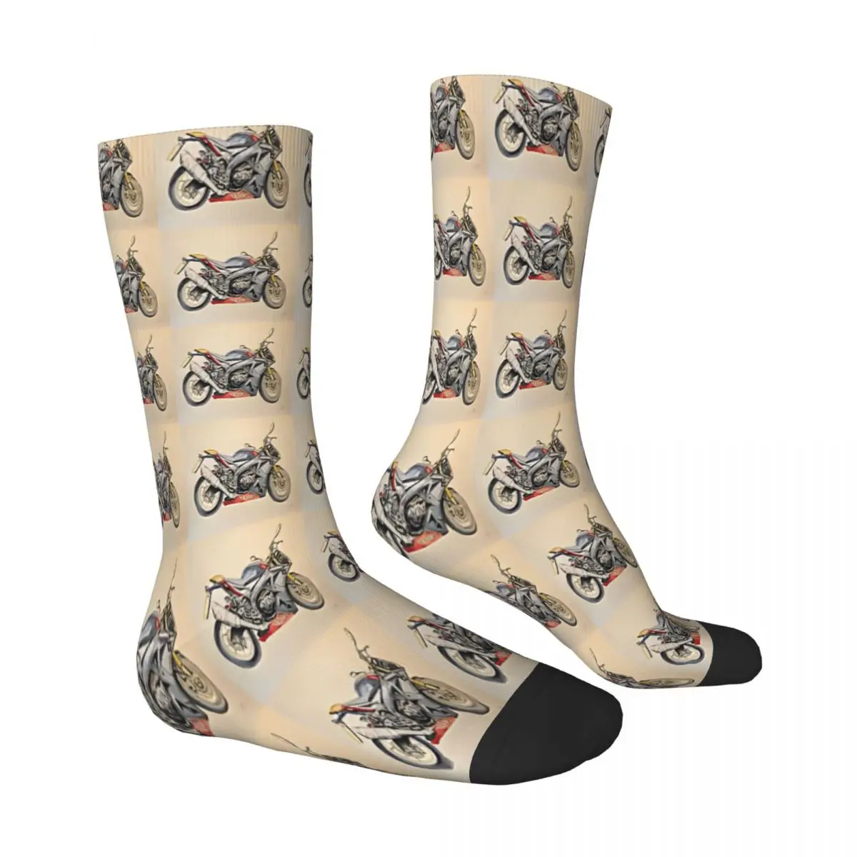 Watercolour Line And Wash Sports Bike   Socks Male Mens Women Spring Stockings Printed