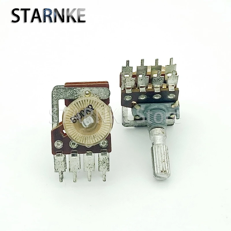 2PCS 16 Type 8-Pin Dual B100K With Tap Stepper Audio Amplifier Volume Adjustment Potentiometer Flower Shaft Length 25mm