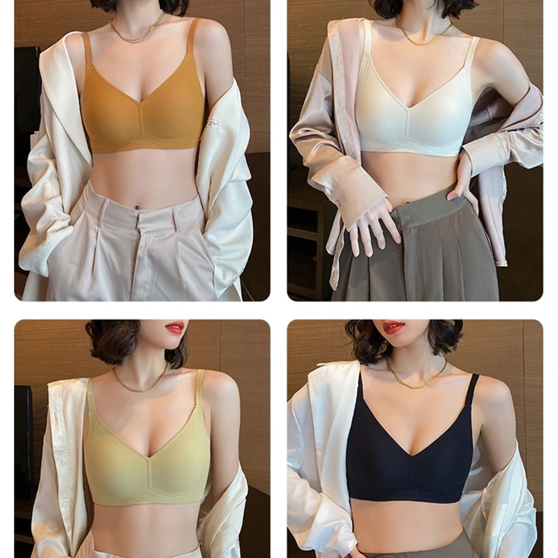 Comfort di alta qualità che mostra piccole strisce di gelatina senza cuciture traspirante senza anello in acciaio intimo chiusura laterale seno laterale reggiseno a tracolla