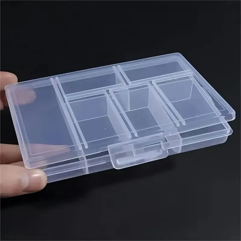 6-Grid Transparent Jewelry Storage Box - Earring & Ring Organizer with Nail Accessory Compartment
