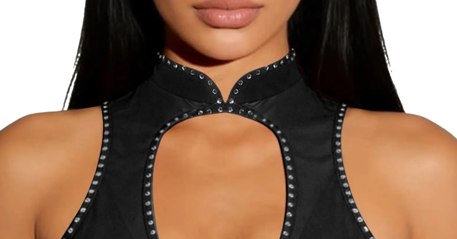 

Женский прозрачный бюстье-топ с вырезом на шее, чашечками 1/4, пуш-ап эффектом, на косточках, с вырезами спереди, из прозрачной сетки, со стразами, корсетный кроп-топ для клуба