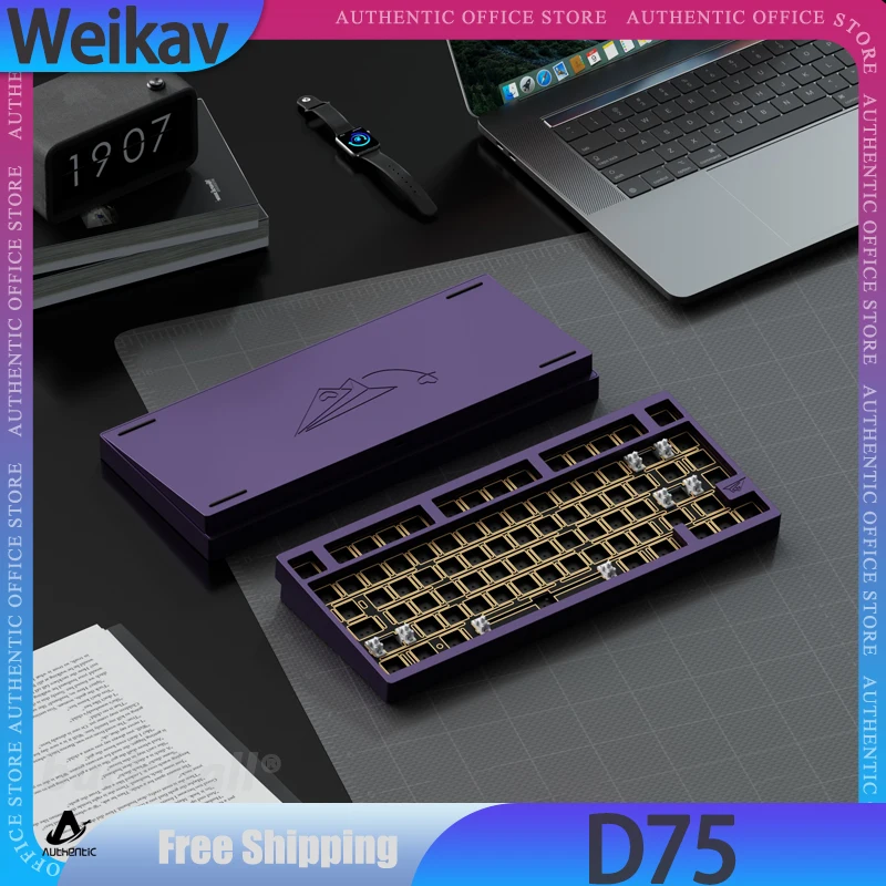 Weikav D75 Mechanical Keyboard Kit 3Mode 2.4G Bluetooth Wireless Keyboard Hot-Swap Custom Game Keyboard Kit Support Qmk/Via Gift