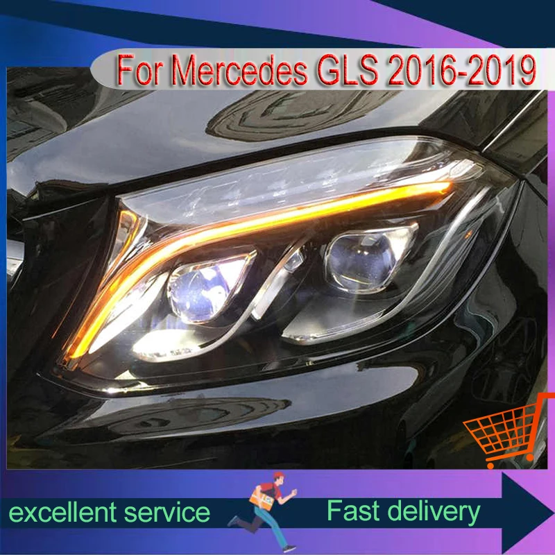 Car Styling For Mercedes Benz GLS 2016-2019 Front Lamp DRL Headlight Signal Highlight LED Bulbs Projector Lens Automatic Tools