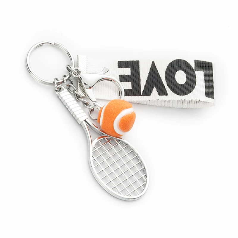 Cute Sport Mini Tennis Racket Pendant Keychain Badminton Keyring Key Chain Ring Finder Holer Accessories Gifts for Teenager Fan