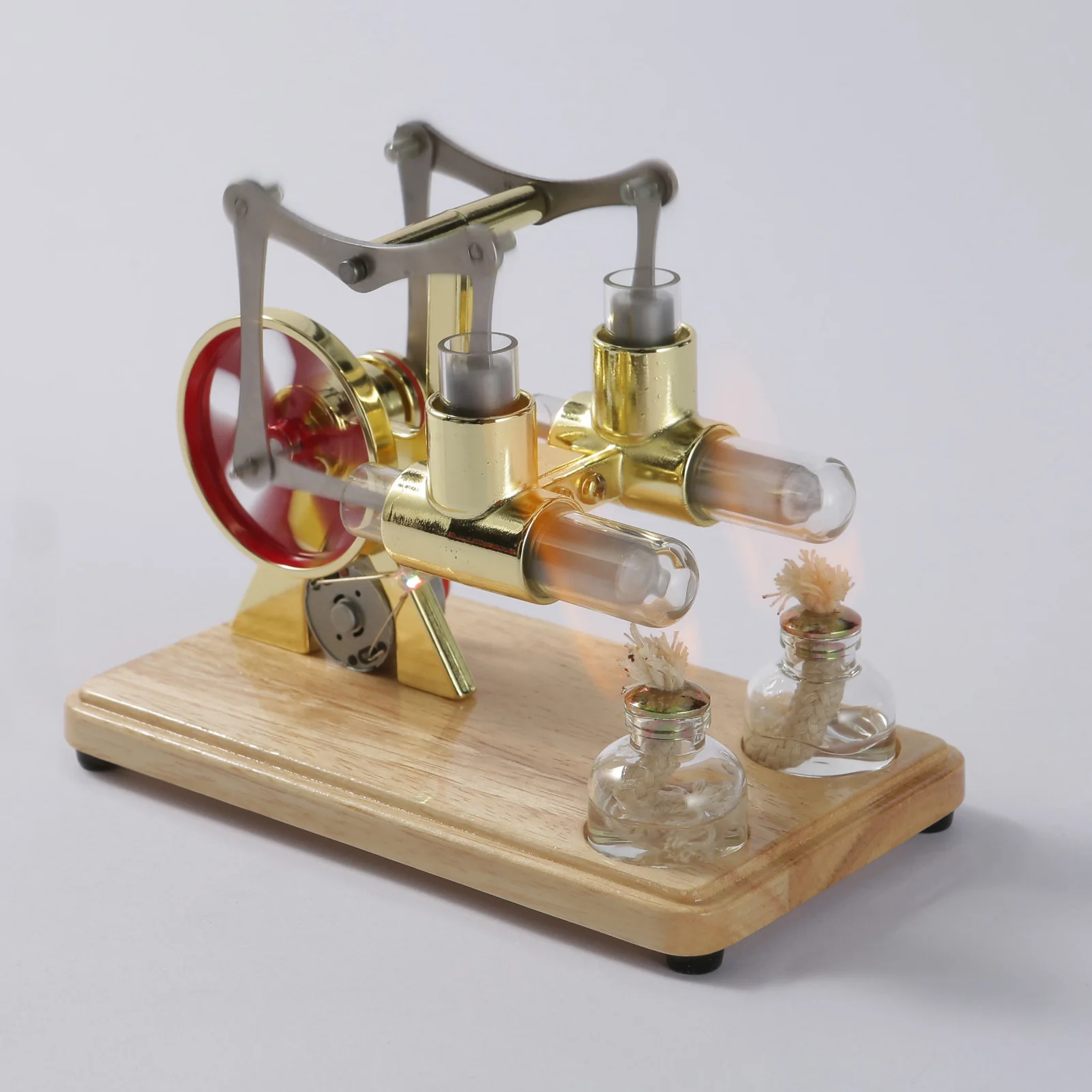 Stirling Engine Model Low Noise Low Pollution Golden Two Cylinder Balance Stirling Engine Model Kit for Classroom for Children