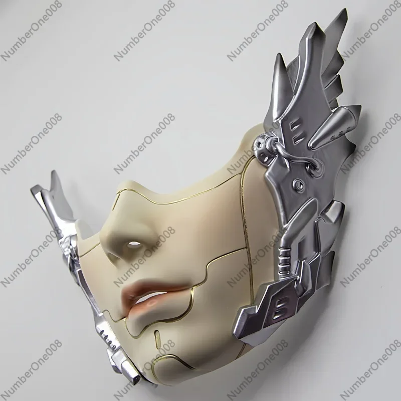 Cyberpunk Mechanical Half Face Mask, Chinese Style Masquerade Prop, Men's Metallic Costume Accessory for Party Performance