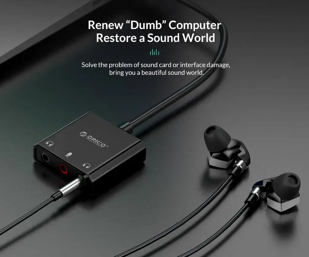 SC2 External USB Sound Card Audio Jack 3.5mm Cable Adapter Volume Adjustment Driver-free Stereo Microphone Speaker Headset