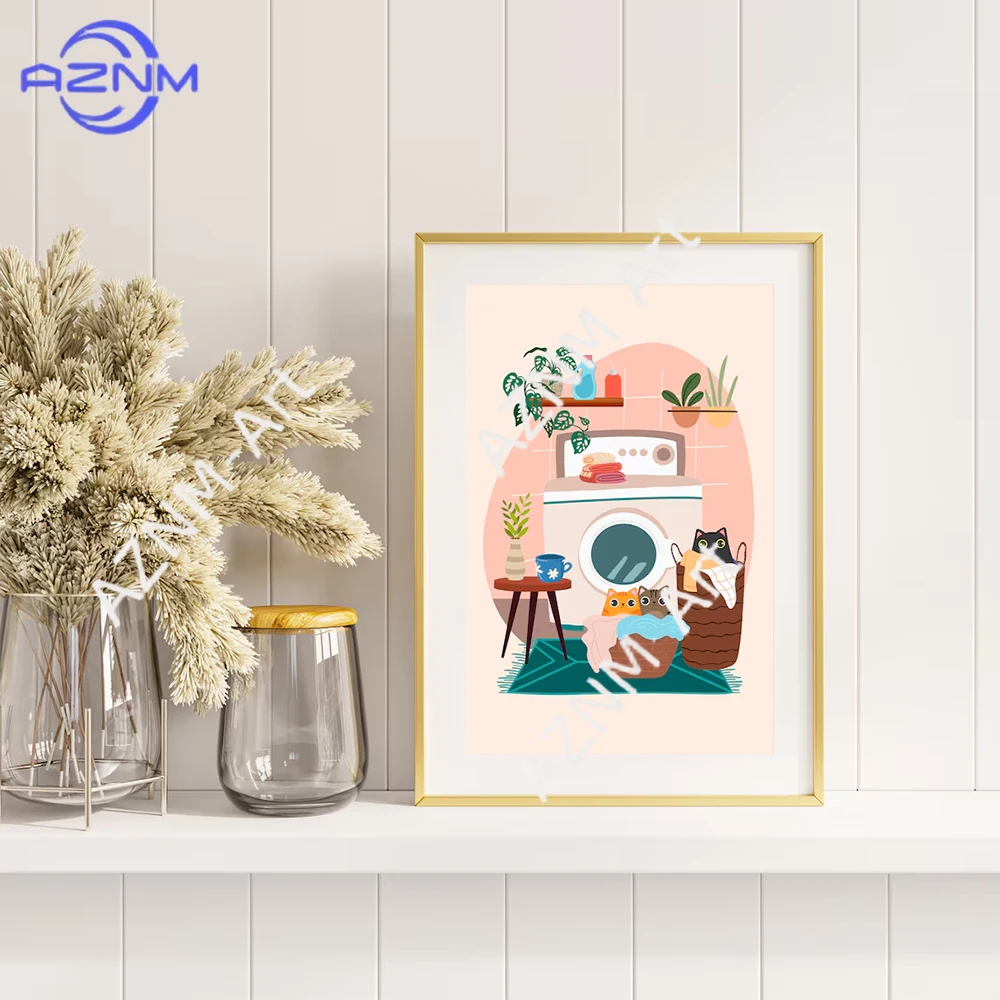 Black Cat Bubble Bath Art Canvas Poster Funny Cat Print Bathroom Mural Abstract Wall  Decoration Painting Home Gift unframed