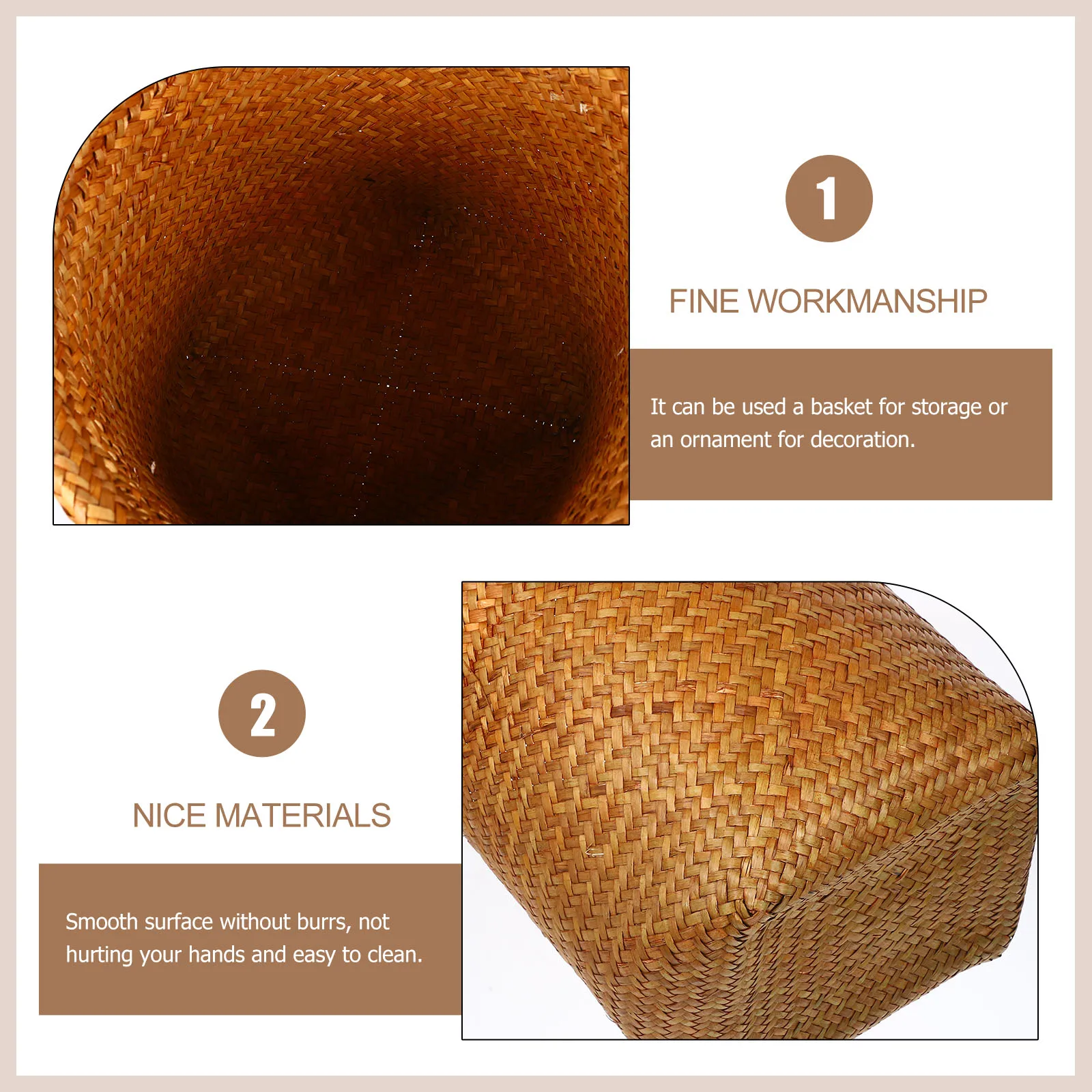 

Trash Can Basket Woven Storage Container Handmade Container Laundry Household Woven Trash Can Decorative Storage
