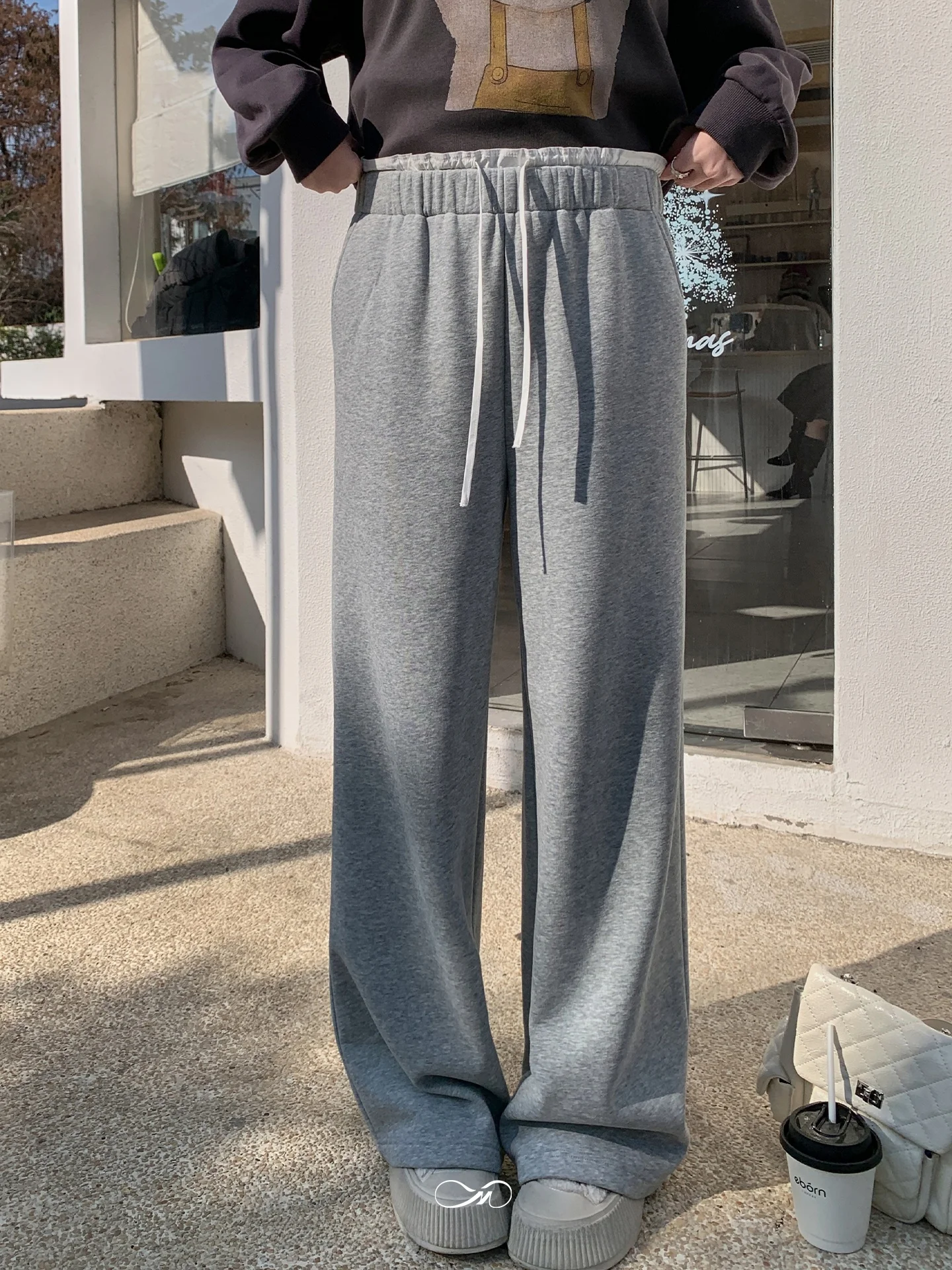 

Casual High Waist Patchwork Color Blo Fce Lined Straight Leg Pants for plus Size Women by Masixi Comfortable Cotton Blend