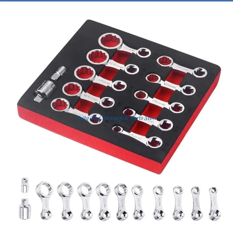 

P9FD Набор из 12 адаптеров крутящего момента для узких мест 12-точечный адаптер крутящего момента SAE с коробчатым концом, 3/8