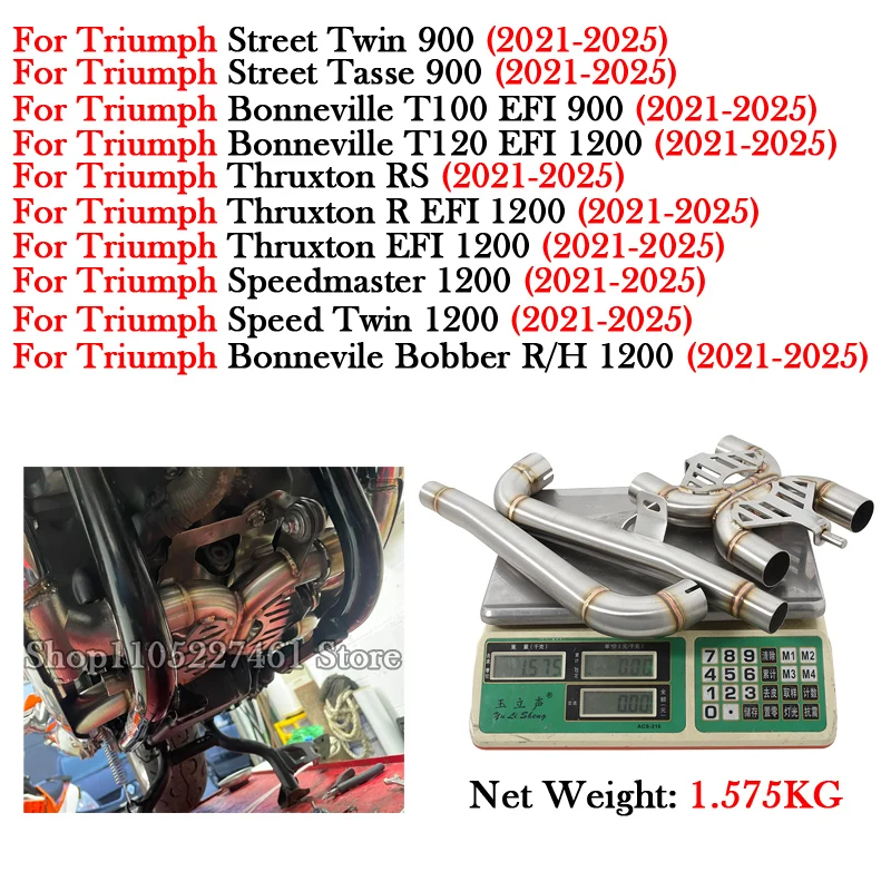 Para Triumph Bonneville T100 T120 EFI 900 1200 2021-2025 Escape de motocicleta tubo de enlace medio Escape Moto conectar silenciador Original