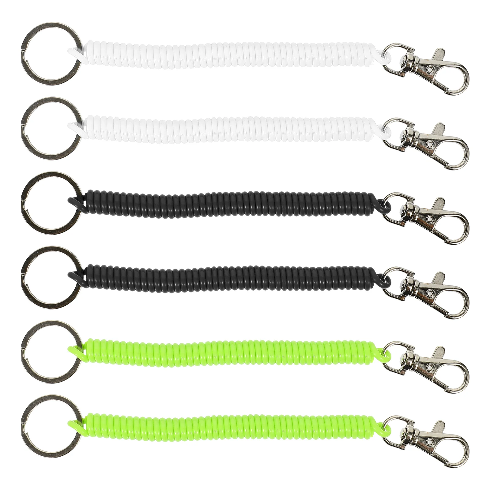 

6pcs Spring Key Chain Coil Elastic Key Ring Retractable Anti-Lost Rope Wrist Handbag Phone Holder Outdoor Stretchy Durable