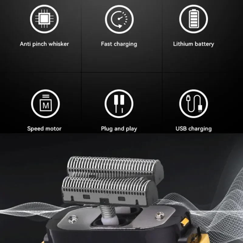 Metal 5-Speed Rechargeable Barber Shaver Electric Razor - Perfect for Head, Bald, Wet and Dry Shaving