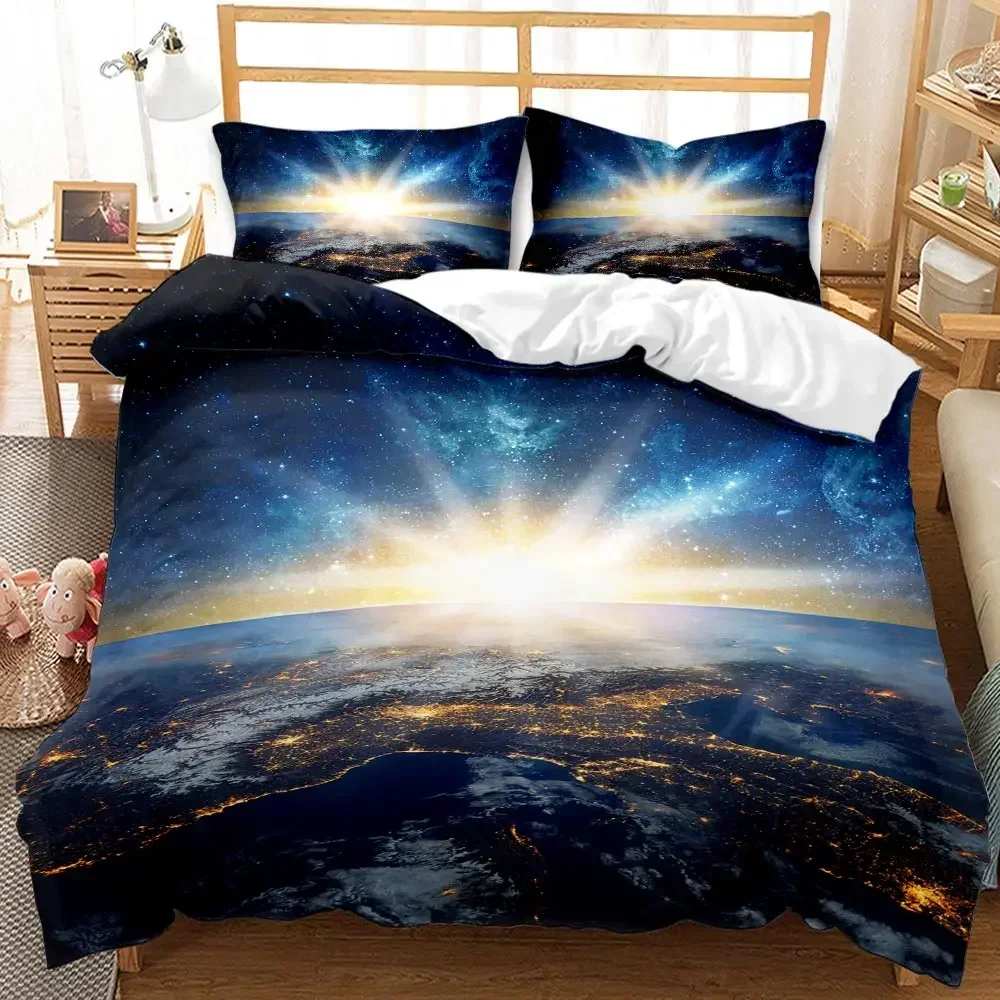 

3D Galaxy Comfortable Duvet Quilt Cover Pillowcase Bedding Set Children Bedroom Decoration Home Textile Universe Outer Space