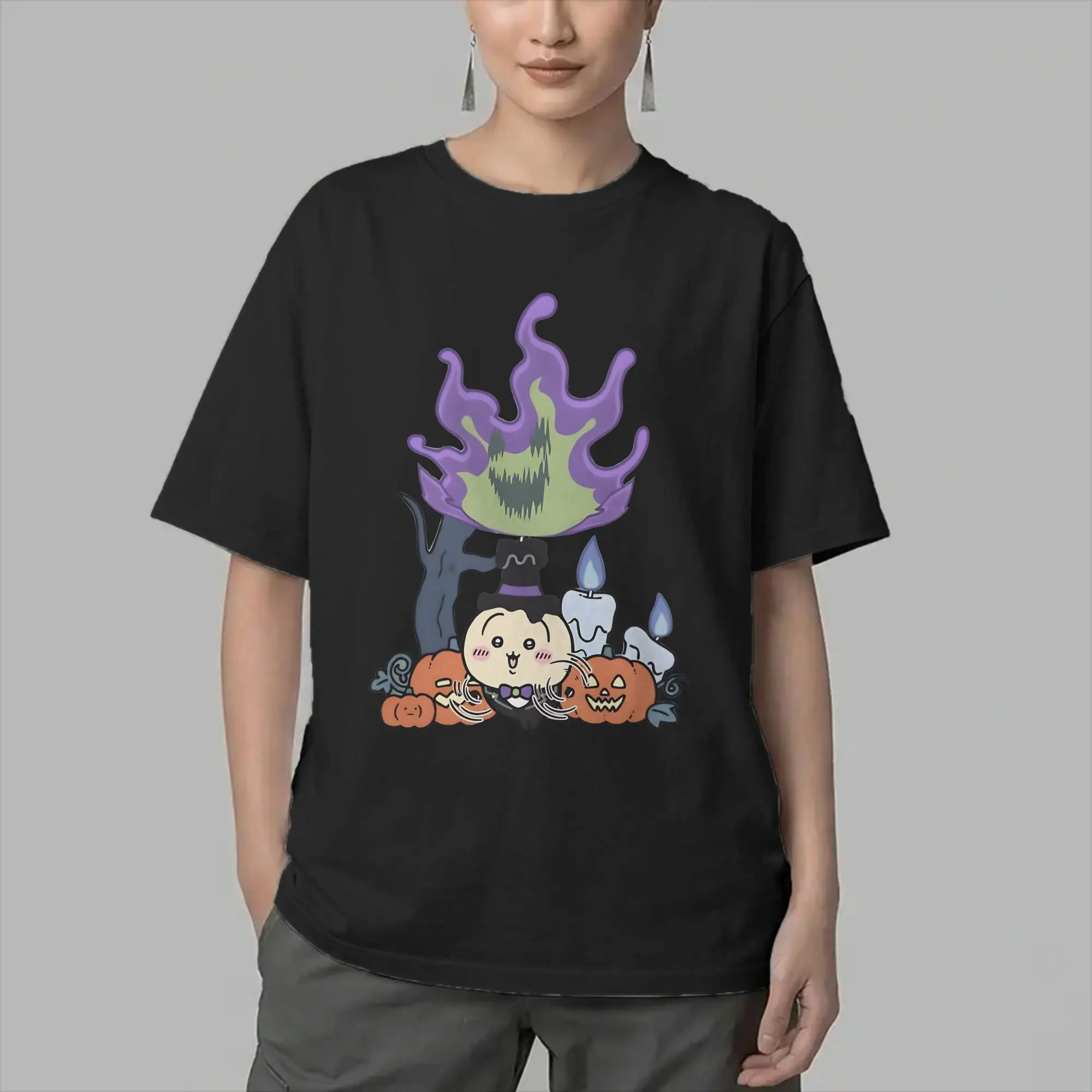 Men's T-Shirts Chiikawas Usagi Halloween Crazy Cotton Tee Shirt Short Sleeve  T Shirts O Neck Clothing Summer
