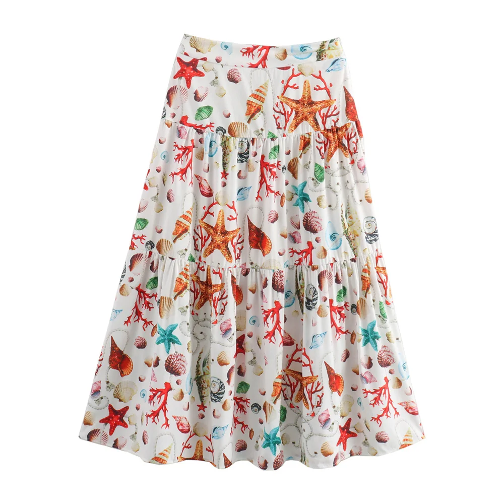 PB&ZA2024 Summer New Women\'s Fashion Style Slim Fit Versatile Strap Top High Waist Half Skirt Two Piece Set