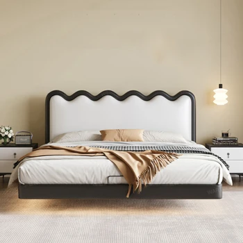 하이엔드 심플 더블 침대 프레임, 디자이너 모던 화이트, 모던 미학적 침대 프레임, 소녀 수면 캐쥬얼 침실 가구 
