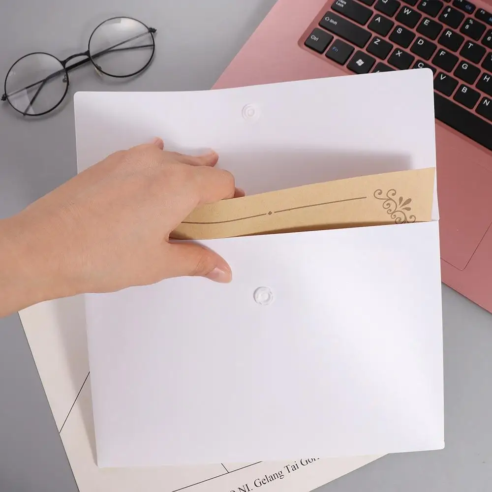 With Snap Button Closure File Folders Pouch Document Organiser Paper Organizer Document Folder PP Plastic Storage Bag