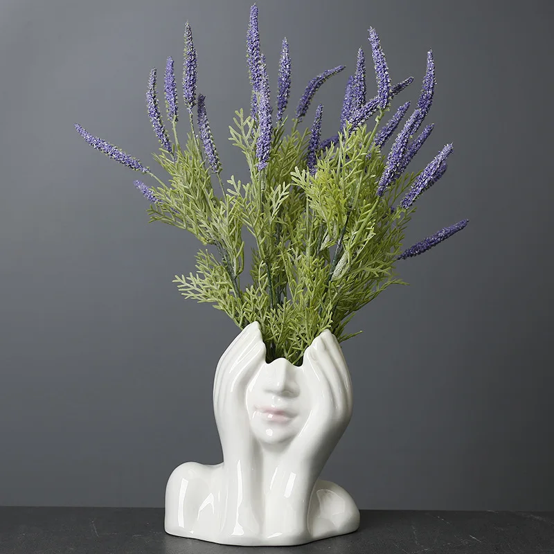 Nordic Ceramic Body Art Vase Decoration Crafts Human Face Living Room Flower Arrangement Hydroponic