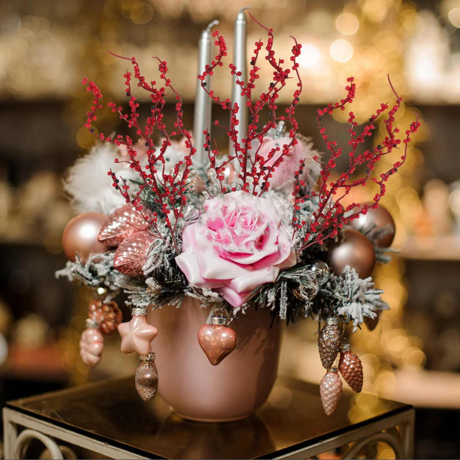 

10 PCS Christmas Decor Artificial Berry Picks Red Berries for Floral Arrangements Stem Wreaths Stems