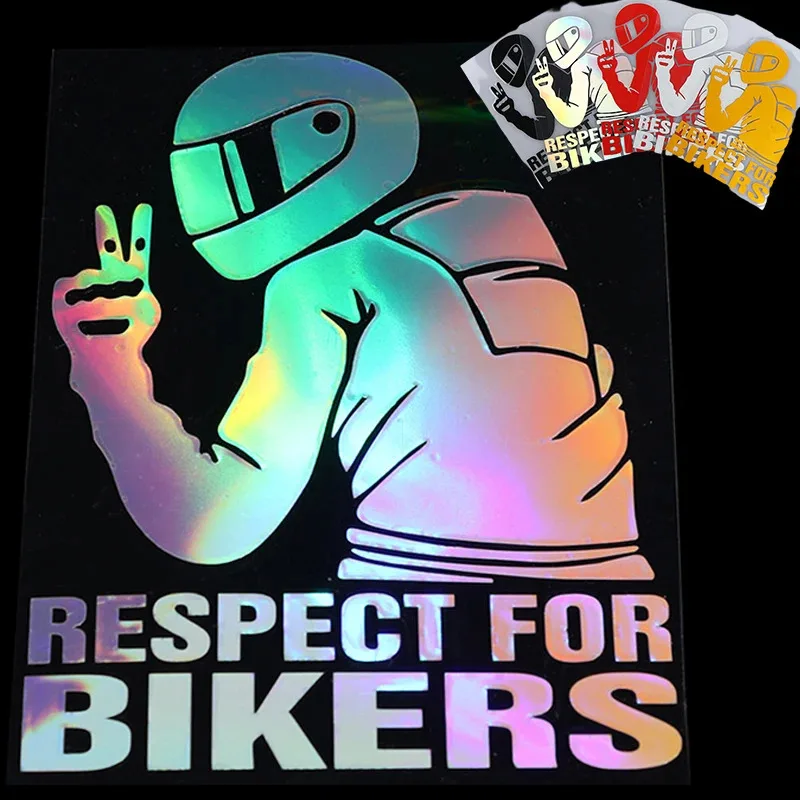 Motorrad-Reflektor-Aufkleber, wasserdicht, Helm, reflektierende Aufkleber, Motorrad, Auto, rot, Respekt für Biker, Vinyl-3D-Aufkleber