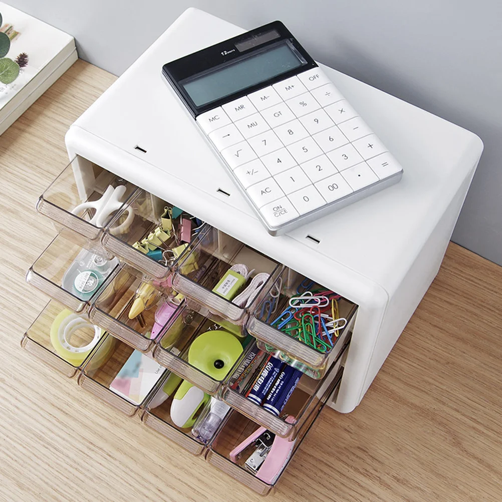 1Set Transparent Jewelry Storage Box Multi-Grid Desktop Drawer Plastic Storage Cabinet Stable Standing Wall Adhesive Mount