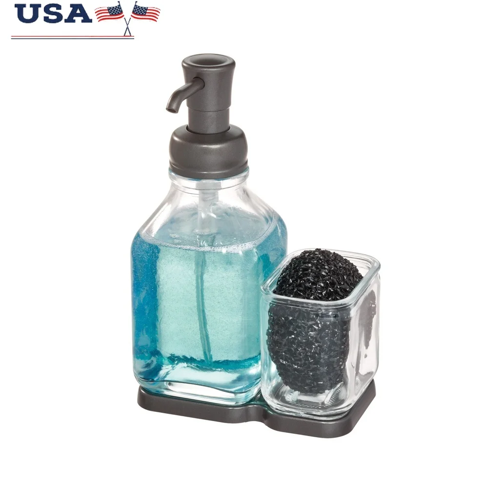 

Прозрачное стекло, раковина для ванной комнаты, многоразовый дозатор мыла, органайзер, прочные губки для хранения, скрубберы, экологически чистый, компактный