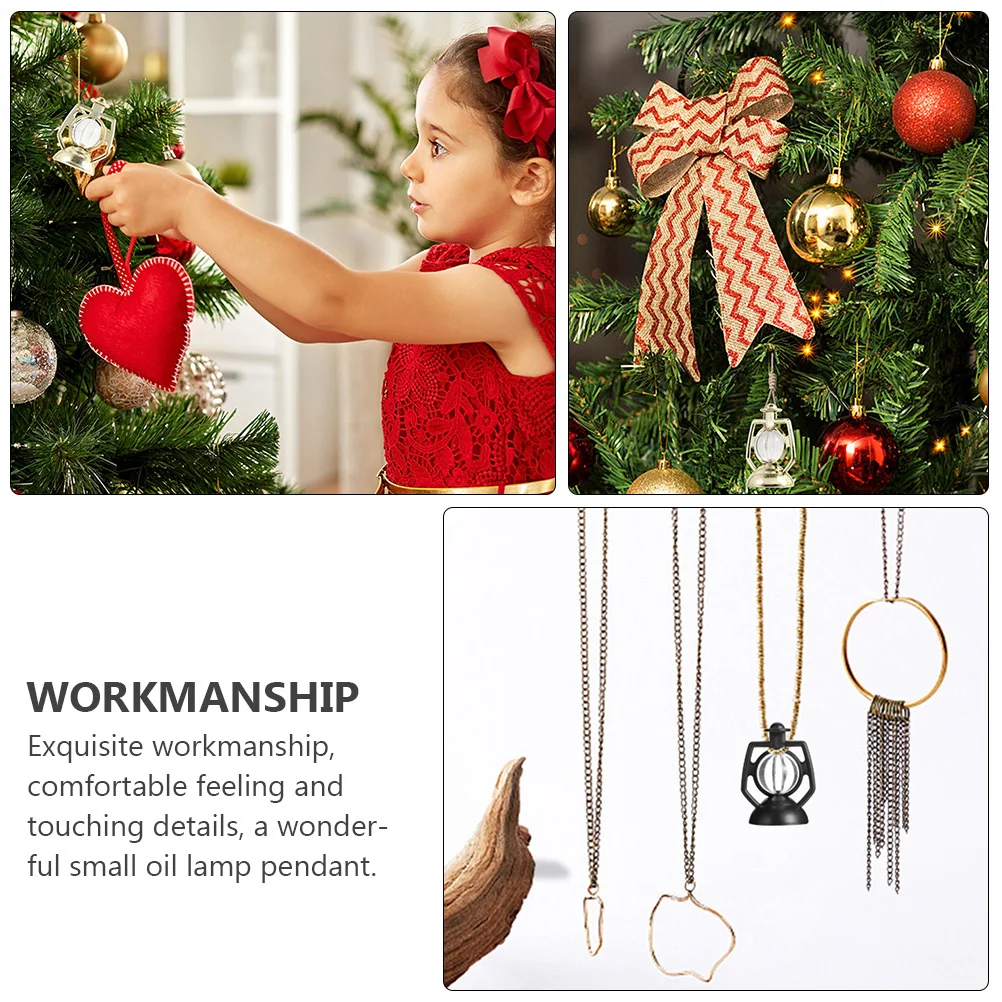 

40Pcs Imitation Oil Lamp Pendant Warm Atmosphere Simulation Oil Light Decor for Christmas Tree Hanging Ornament