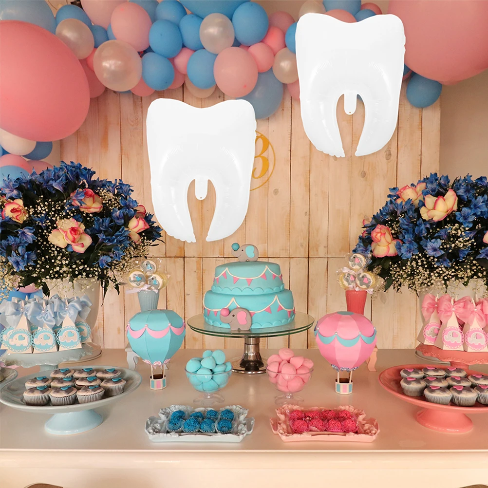 6 Pcs Tooth Balloon Decorative Balloons for Birthday Baby Shower Decoration Items Large Pe Party Decorations