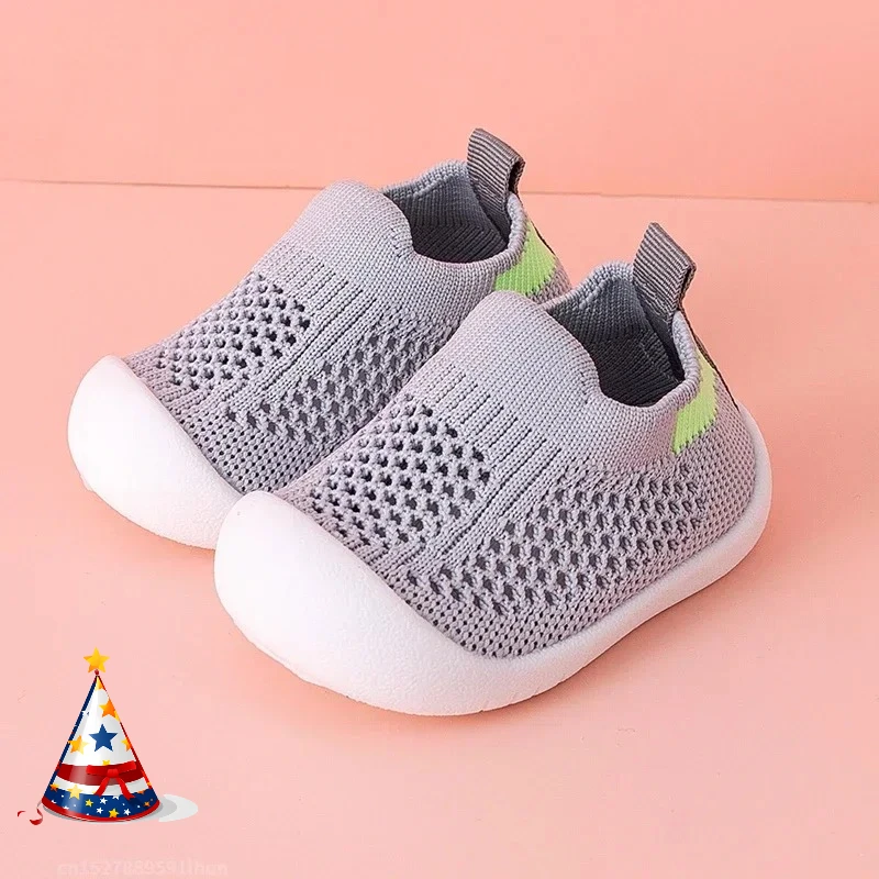 

Spring Summer Toddler Shoes Breathable Knitted Kids Sneakers Boys Slip-on Tennis Shoes Girls Soft Non-slip School Casual Shoes