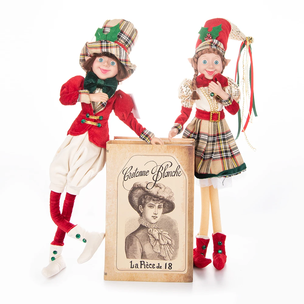 

1Pair New Year Elf Couple Navidad Xmas Gifts For Kids Plush Dolls Toys Christmas Tree Pendant Drop Ornaments Hanging Decoration