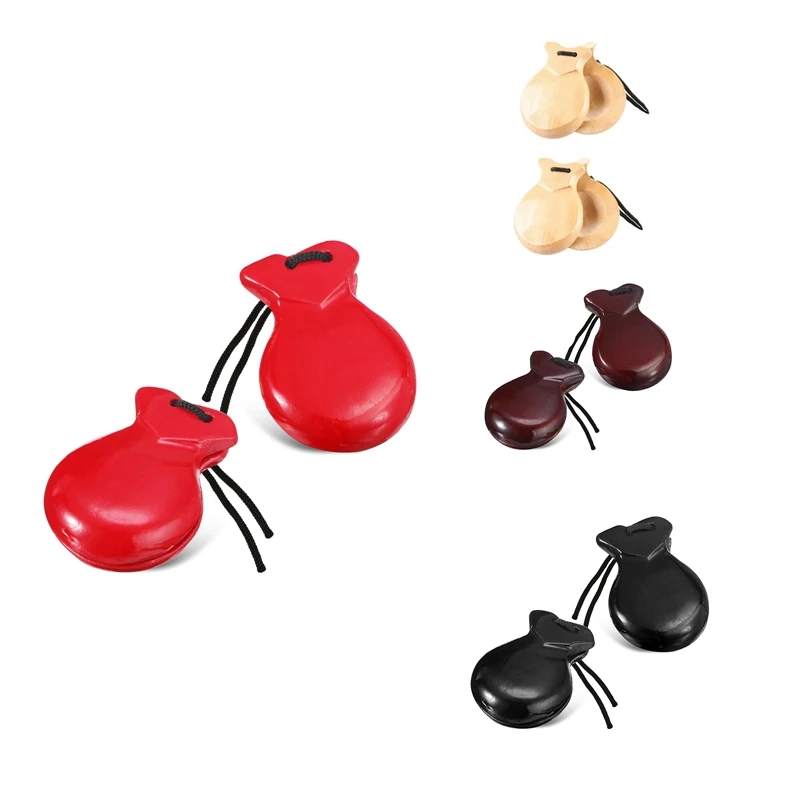 

1 Pair Spanish Castanets Flamenco Castanets With String Traditional Wood Hand Percussion Castanets