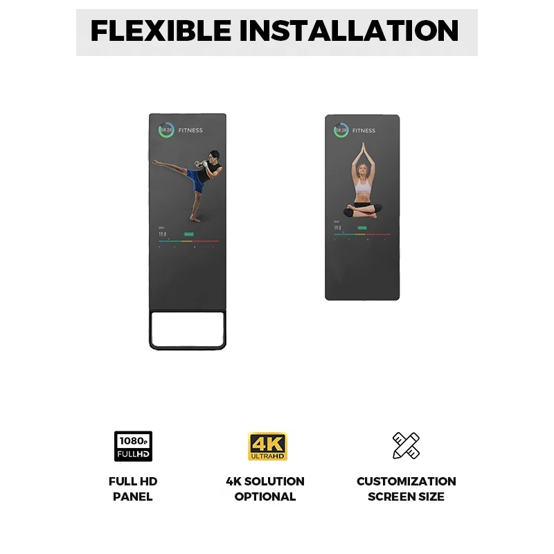 Espejo Inteligente con IA para Entrenamiento, Pantalla LED LCD de Cuerpo Entero para Gimnasio