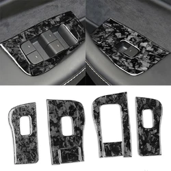 Forged Carbon Fiber Car Window Control Panel Switch Button Trim Cover for Tesla Model Y 3 2017-2022 Interior Decor Car Stickers