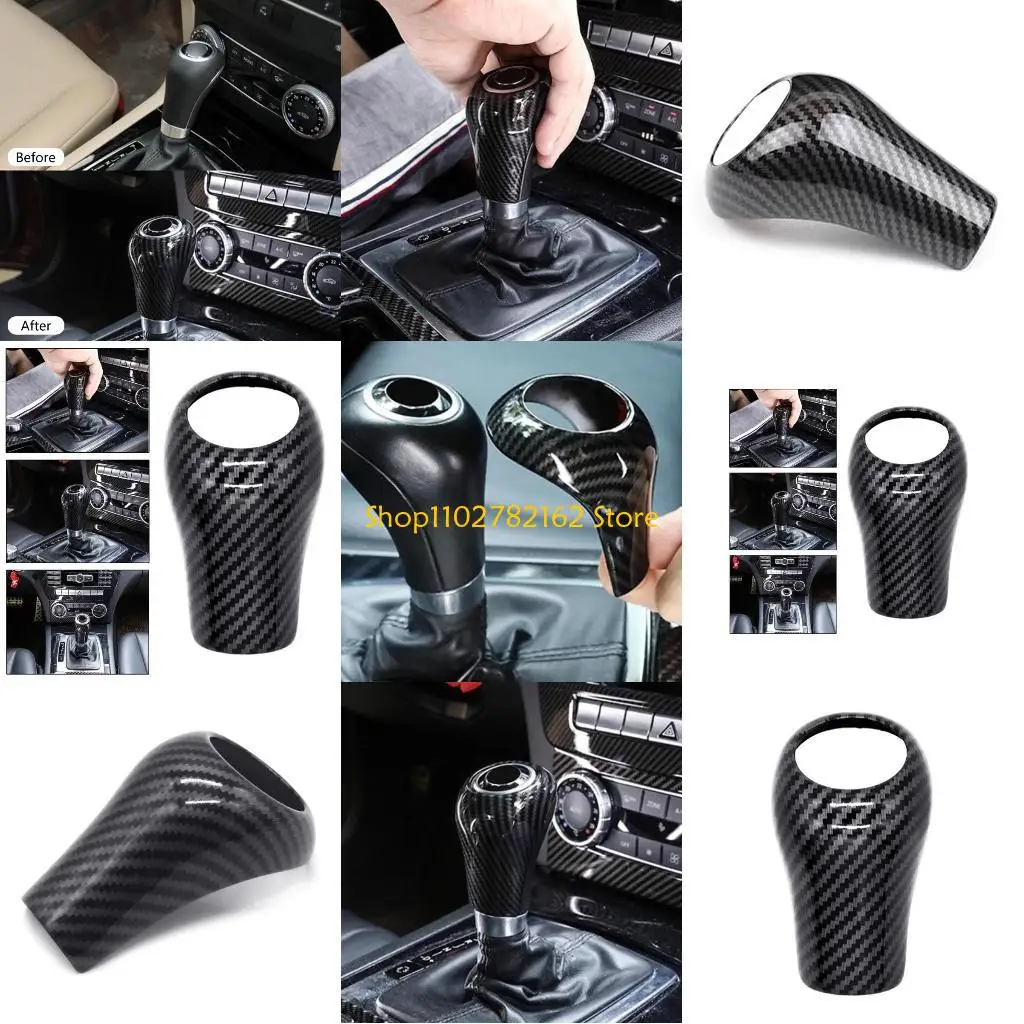 

547B Elegant Carbon Fiber Gear Knob Cover Wear Resistant not Fading Gear Cover Gear Knob Protector ABS for GLK