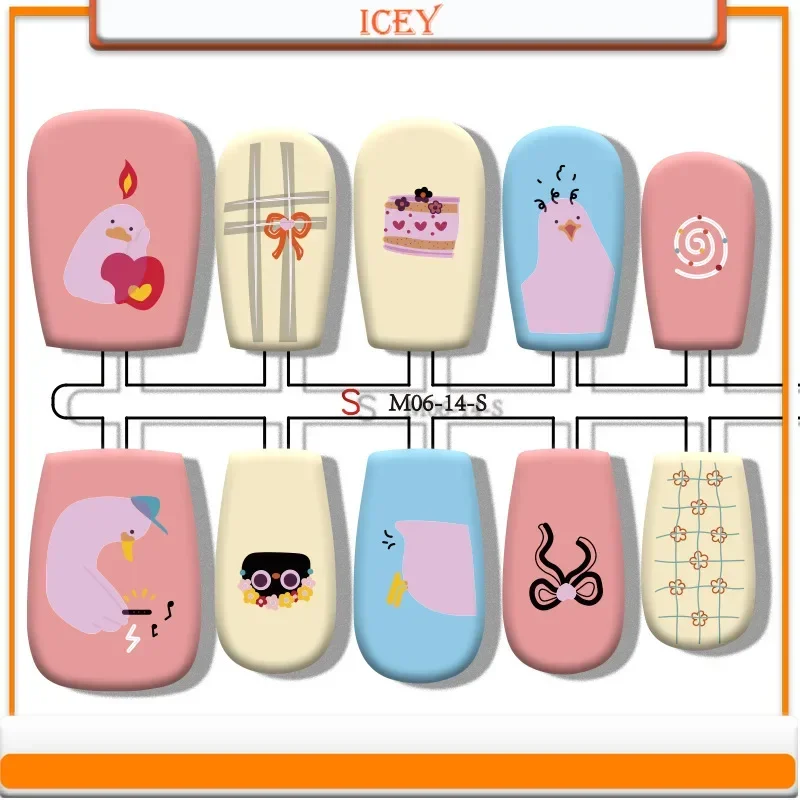 Icey Beauty Happy Turkey Press On Nails Cartoon Wearing Armor Niedliche fertige vorgefertigte Rüstungsgröße, geteiltes Rüstungsblatt