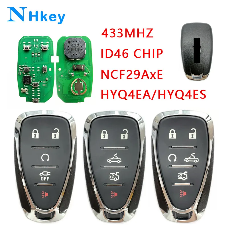 

NH key FCCID:HYQ4EA/HYQ4ES 434Mhz ID46 Chip NCF29AxE Remote Car Key For Chevrolet Camaro Cruze Malibu 2016-2020 5/6 Button