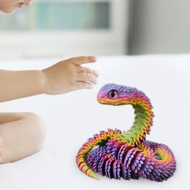 3d impresso cobra flexível articulações de corpo inteiro simulação móvel animal brilhante brinquedo modelo casa acessórios mesa presente para crianças